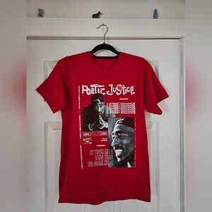 Poetic Justice Red Graphic Tee with Iconic Design
